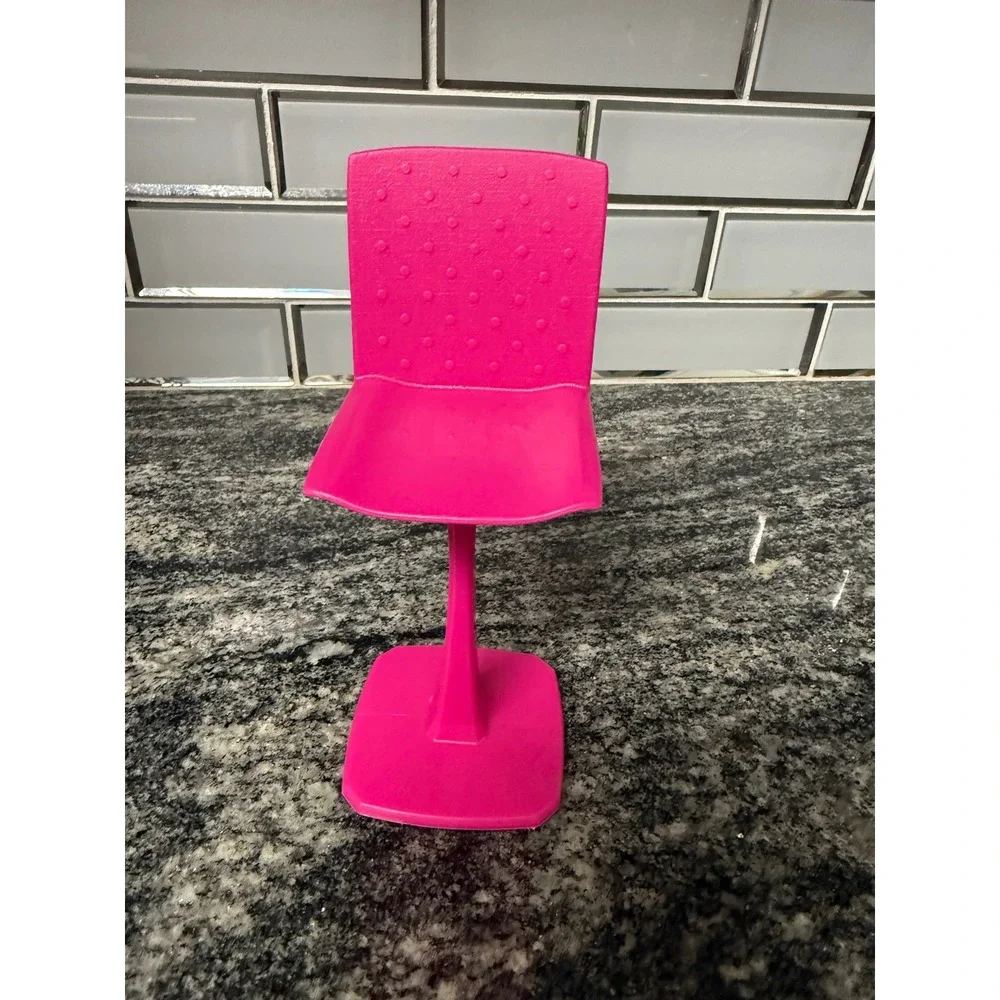 Barbie Doll Furniture Hot Pink Pedestal Chair Modern Plastic Dollhouse Accessory
